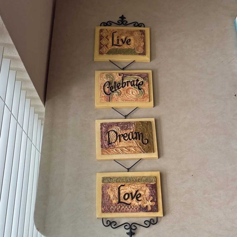 Home Interiors Decorative Wall Plaque Set - Live, Celebrate, Dream, Love